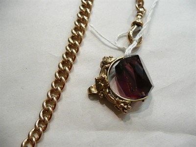 Lot 108 - A 9ct double albert watch chain and amethyst fob