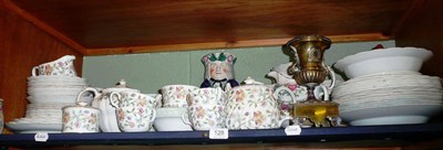 Lot 128 - A shelf of ceramics including Haddon Hall tea and dinner ware, a Staffordshire large pottery...