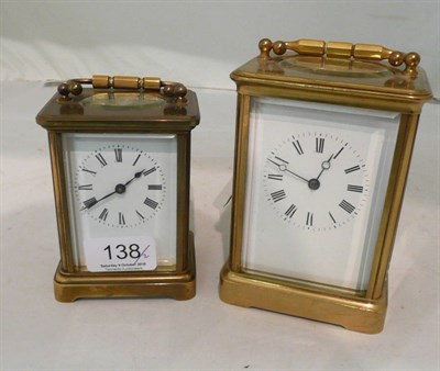 Lot 138 - Two gilt brass carriage timepieces