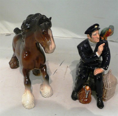 Lot 166 - Royal Doulton figure 'Shore Leave' HN2254 and a Beswick shire horse