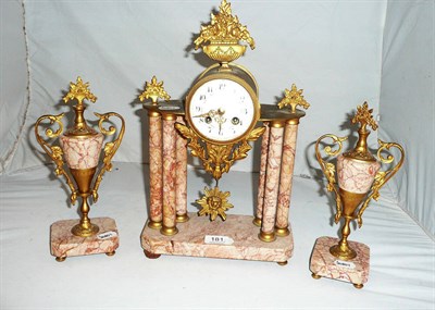 Lot 181 - Three piece marble and gilt clock set