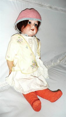Lot 195 - Armand Marseille 390 bisque socket head doll, with sleeping eyes, dressed, (a.f.)