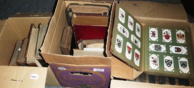 Lot 218 - Three boxes of books and an album of cigarette cards