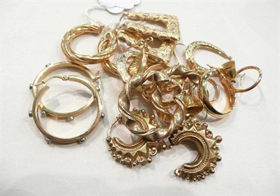 Lot 231 - Six pairs of 9ct gold earrings and other earrings