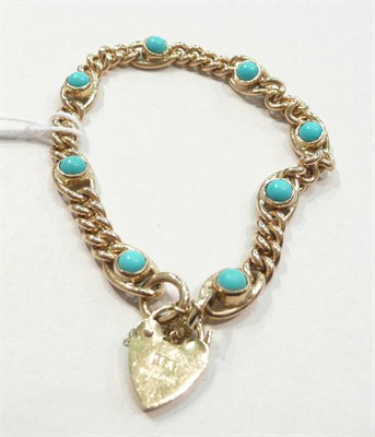 Lot 246 - A turquoise-set curb bracelet