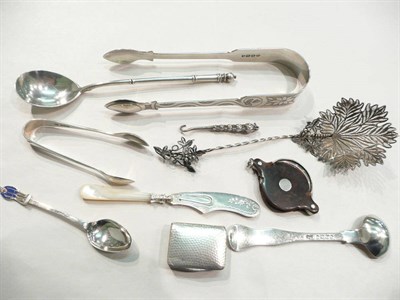 Lot 264 - Rare 'butter knife' book-mark and a quantity of assorted small silver including a Russian spoon