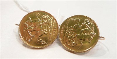 Lot 273 - A pair of 1912 half sovereign earrings