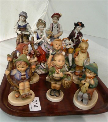 Lot 314 - Six Hummell figures and four Continental figures