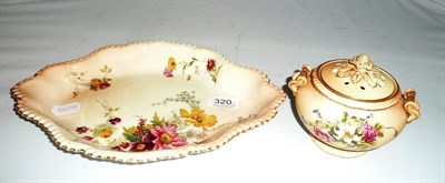 Lot 320 - Royal Worcester blush ivory lozenge-shaped dish and a pot-pourri vase and cover