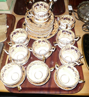 Lot 323 - A Ridgways apricot and blue ground tea and coffee service