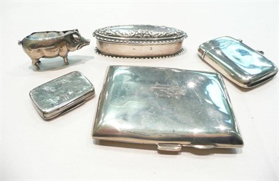 Lot 389 - Silver pig pin cushion and four other items