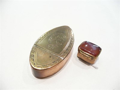 Lot 391 - 18th century copper snuff box of oval form and a vinaigrette