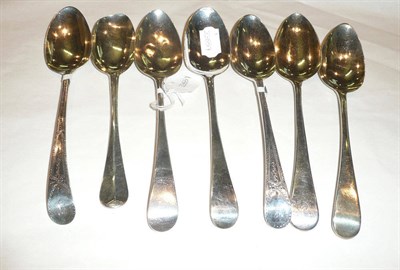 Lot 397 - Seven Georgian silver tablespoons (7)