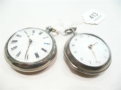 Lot 413 - Two silver pair cased pocket watches