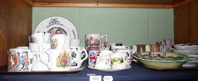 Lot 420 - A shelf of decorative ceramics including Royal Commemorative ware