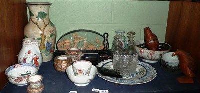 Lot 422 - Shelf of assorted Oriental tea wares, pottery, glassware and other items