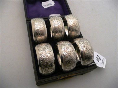 Lot 467 - Cased set of six silver napkin rings