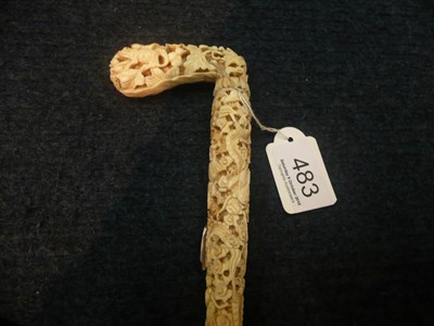 Lot 483 - Chinese carved ivory parasol handle