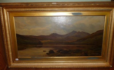 Lot 509 - ? Harrison RCA, lake scene with mountains, gilt-framed oil on canvas