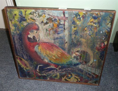 Lot 516 - E Jacobsen, oil on canvas of a parrot