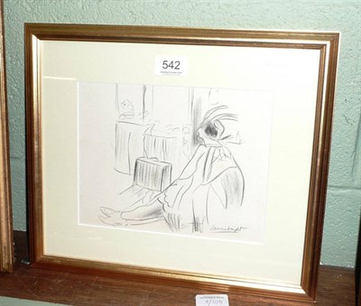 Lot 542 - Framed charcoal drawing by Dame Laura Knight of a figurative subject