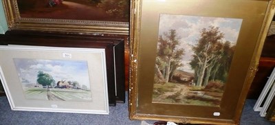 Lot 551 - A pair of framed Victorian watercolours, a pair of oak-framed watercolours and a watercolour of...