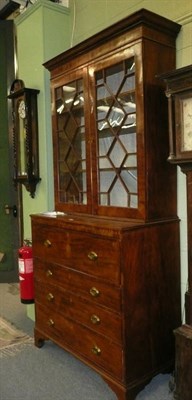 Lot 572 - Georgian inlaid mahogany secretaire bookcase