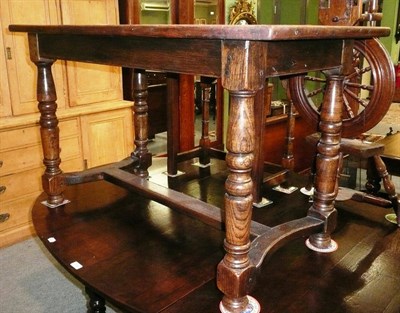 Lot 593 - 18th century oak small centre table with 'H' stretcher