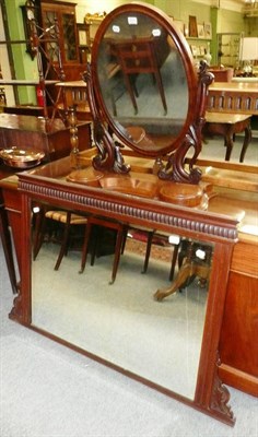 Lot 611 - Victorian mahogany toilet mirror and a mahogany over-mantel