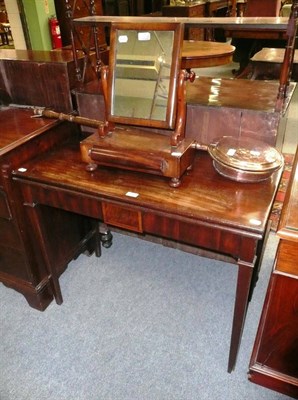 Lot 612 - Georgian tea table, Victorian mirror and a bed warming pan