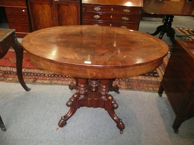 Lot 625 - A 19th century Continental mahogany draw-leaf dining table on five turned pillars and quadruped...