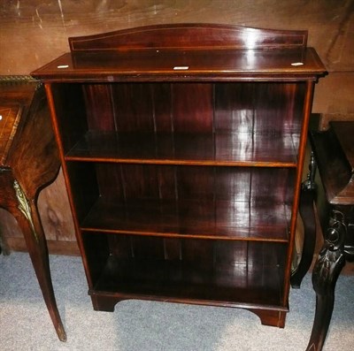 Lot 630 - Edwardian inlaid mahogany open bookcase