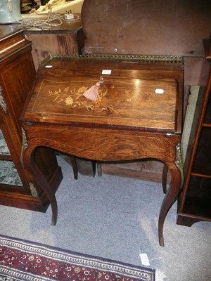 Lot 631 - Rosewood and marquetry bureau de dame