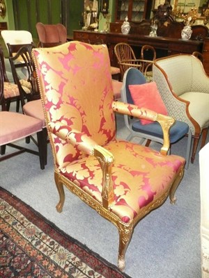 Lot 652 - A gilt wood open armchair