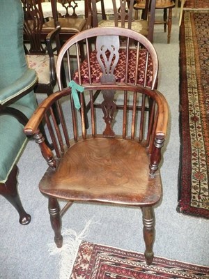 Lot 654 - Yew and elm low-back Windsor chair