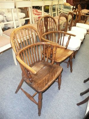 Lot 662 - Two ash and elm low back Windsor chairs