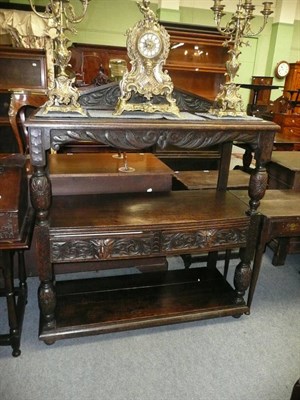 Lot 681 - Victorian carved oak buffet