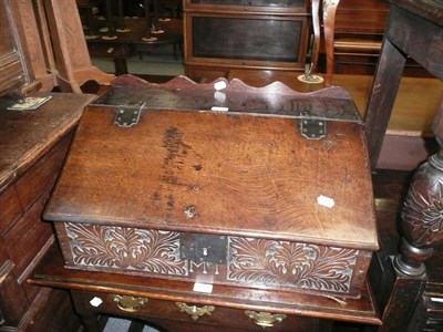 Lot 682 - 18th century oak bible box ( initialled MT)