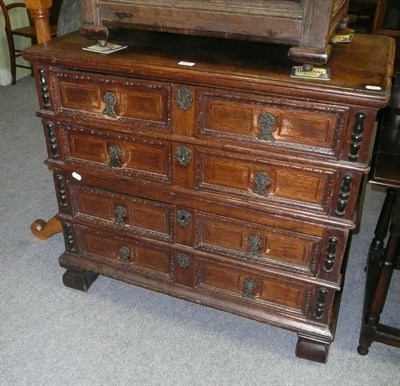 Lot 685 - A 17th century oak two part chest of drawers