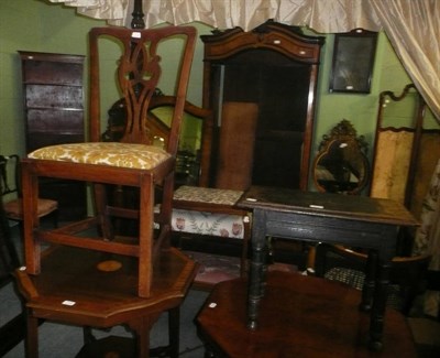 Lot 711 - Small oak stool and a single Georgian dining chair