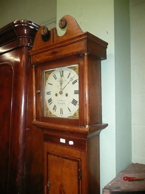 Lot 721 - An early 19th century eight day oak longcase clock by R B Haynes, Stamford, with two weights...