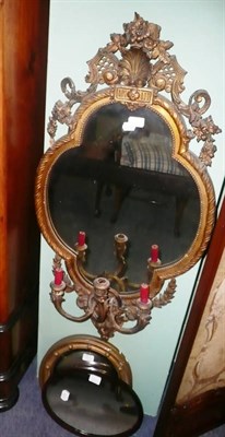 Lot 724 - Regency mahogany small pier glass, a giltwood and composition girandole and two smaller mirrors