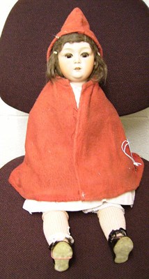 Lot 1009 - Bisque Socket Head Doll indistinctly marked, with sleeping brown eyes, small open mouth,...