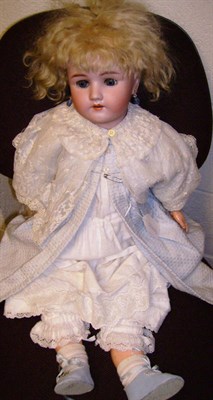 Lot 1012 - Heinrich Handwerck/Simon & Halbig Bisque Socket Head Doll with original blond wig, pierced...