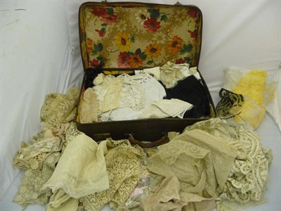 Lot 1045 - Assorted Lace Trimmings Etc (in a suitcase).