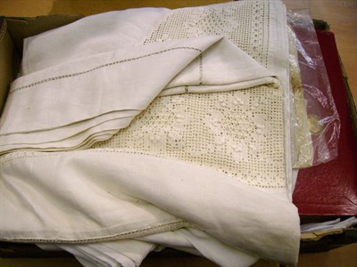 Lot 1048 - Assorted White Table And Bed Linen, Textiles Etc (one box).