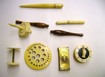 Lot 1056 - Assorted 19th Century And Later Sewing Accessories including a W Avery brass "Helen" needle...