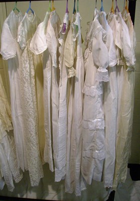 Lot 1072 - Twelve Assorted 19th Century And Later White Cotton Baby Gowns, Christening Gowns etc (one box).