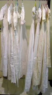 Lot 1075 - Ten Assorted 19th Century And Later White Cotton Christening And Baby Gowns Etc (one box).