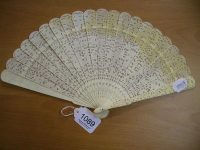 Lot 1089 - 19th Century Chinese Carved Ivory Fan, 19cms.